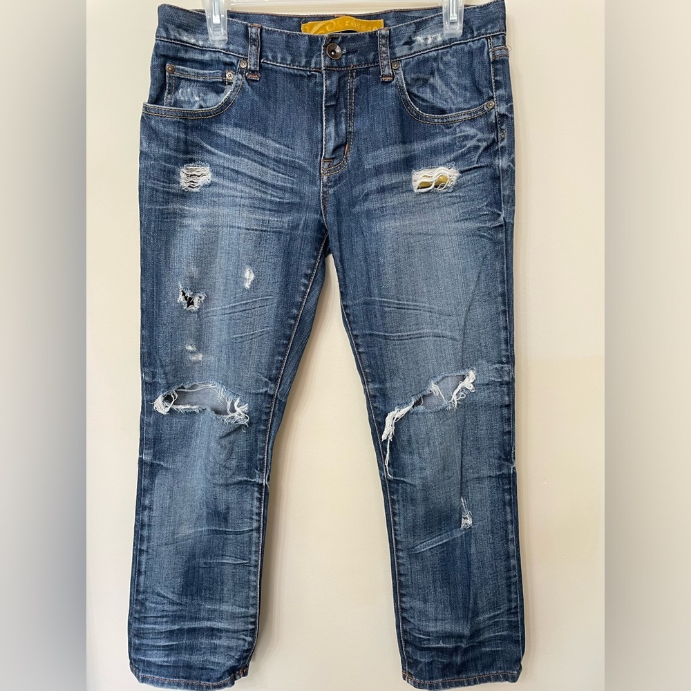 Refuge Straight Distressed Ankle Crop Denim Jeans 2B-3623B Size 5